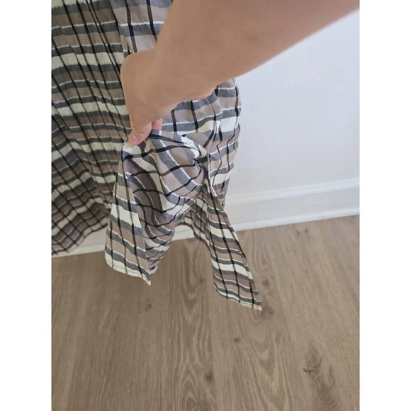 Just Female Anthropologie Midi Soon Plaid Taupe Organic Cotton Dress 36 Small S - Picture 8 of 12